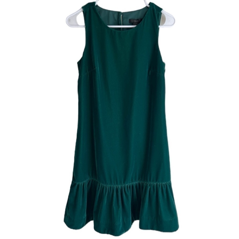 NWT J. Crew Velvet Ruffle Hem Sleeve Less Shift Dress